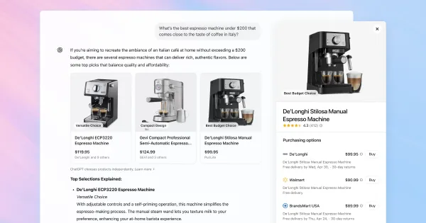 Cosmico - OpenAI adds shopping features to ChatGPT search