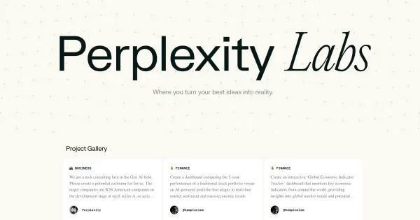Cosmico - Perplexity Labs lets users create reports and dashboards